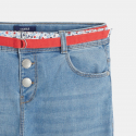 Okaidi Jean mom 5 poches et double ceinture bleu fille