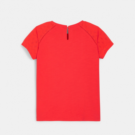 Okaidi T-shirt detail broderie anglaise blanc fille