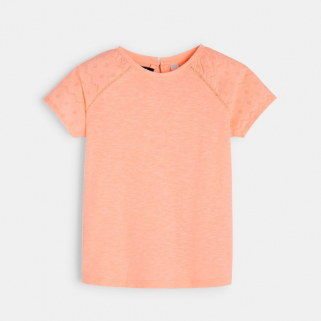 Okaidi T-shirt detail broderie anglaise blanc fille