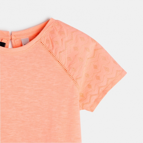 Okaidi T-shirt detail broderie anglaise blanc fille