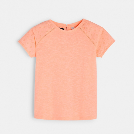 Okaidi T-shirt detail broderie anglaise blanc fille