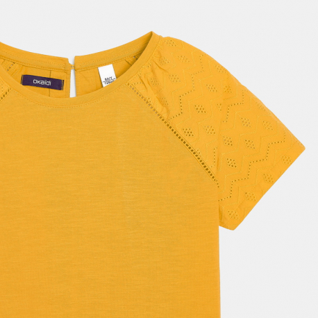 Okaidi T-shirt detail broderie anglaise blanc fille