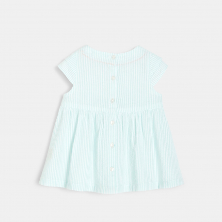 Obaibi Blouse rayΓ©e brodΓ©e bleue bΓ©bΓ© fille