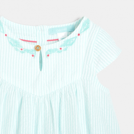 Obaibi Blouse rayΓ©e brodΓ©e bleue bΓ©bΓ© fille