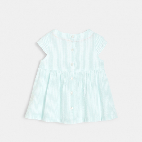 Obaibi Blouse rayΓ©e brodΓ©e bleue bΓ©bΓ© fille