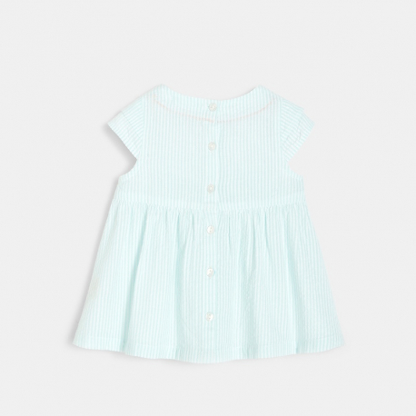 Obaibi Blouse rayΓ©e brodΓ©e bleue bΓ©bΓ© fille