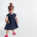 Obaibi Robe maille et broderie anglaise bleue bebe fille
