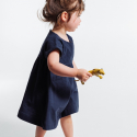 Obaibi Robe maille et broderie anglaise bleue bebe fille