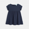 Obaibi Robe maille et broderie anglaise bleue bebe fille