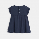 Obaibi Robe maille et broderie anglaise bleue bebe fille