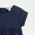Obaibi Robe maille et broderie anglaise bleue bebe fille