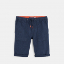 Okaidi Bermuda en toile a taille elastiquee bleu garcon