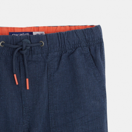 Okaidi Bermuda en toile a taille elastiquee bleu garcon