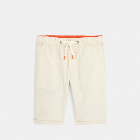Okaidi Bermuda en toile a taille elastiquee bleu garcon