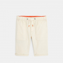 Okaidi Bermuda en toile a taille elastiquee bleu garcon
