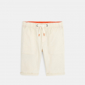 Okaidi Bermuda en toile a taille elastiquee bleu garcon