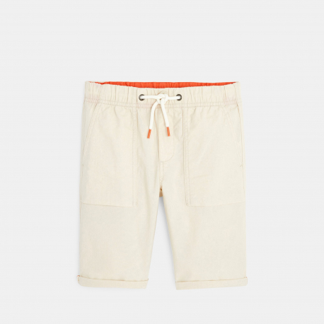 Okaidi Bermuda en toile a taille elastiquee bleu garcon
