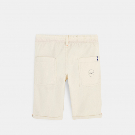 Okaidi Bermuda en toile a taille elastiquee bleu garcon