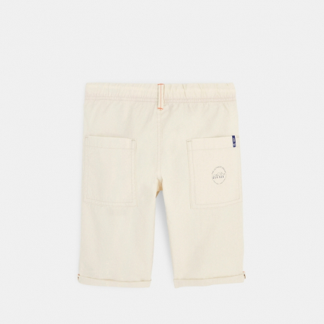 Okaidi Bermuda en toile a taille elastiquee bleu garcon