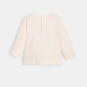 Obaibi T-shirt maille cotelee motif coeur rose bebe fille