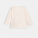 Obaibi T-shirt maille cotelee motif coeur rose bebe fille