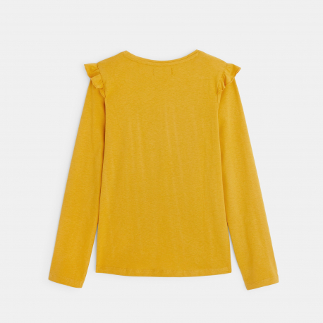 Okaidi T-shirt a epaules volantees jaune fille