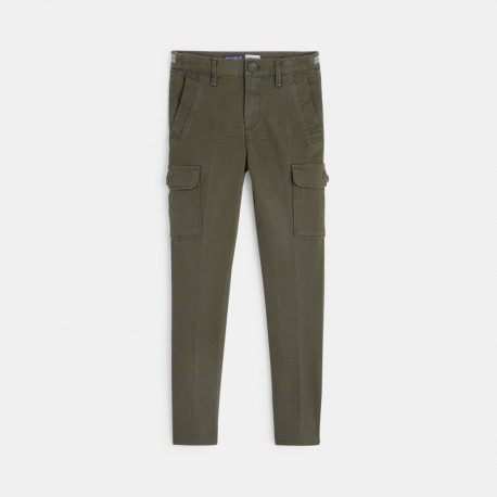 Okaidi Pantalon cargo coupe slim en toile vert garcon