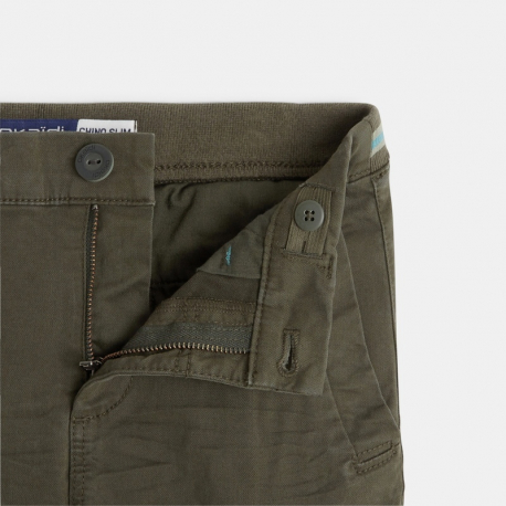Okaidi Pantalon cargo coupe slim en toile vert garcon