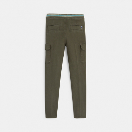 Okaidi Pantalon cargo coupe slim en toile vert garcon