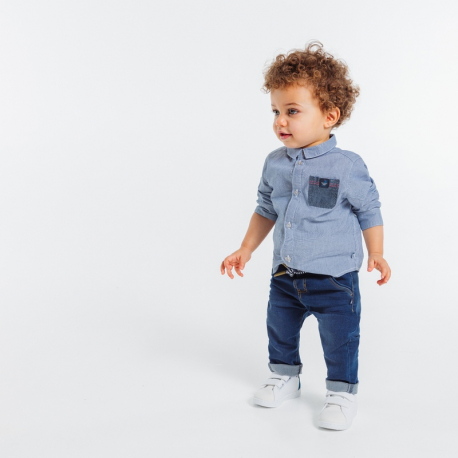 Obaibi Pantalon maille cotelee uni jaune bebe garcon