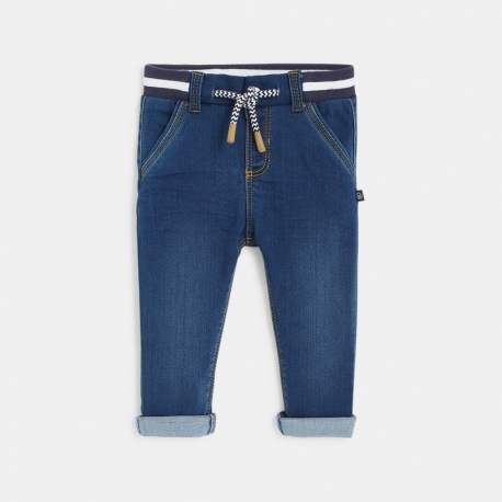 Obaibi Pantalon maille cotelee uni jaune bebe garcon