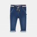 Obaibi Pantalon maille cotelee uni jaune bebe garcon