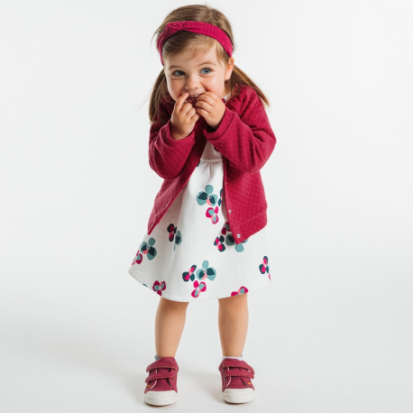 Obaibi Gilet maille jacquard fantaisie rose bebe fille