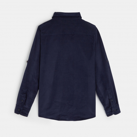 Okaidi Chemise en velours finement cotele bleue garcon