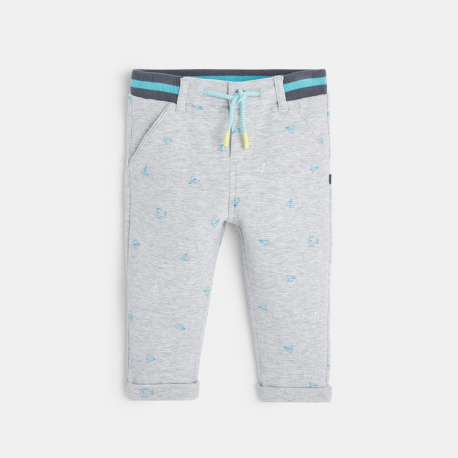 Obaibi Pantalon maille cotelee uni jaune bebe garcon