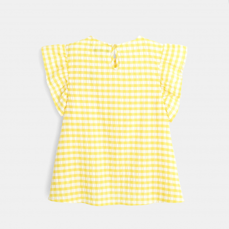 Okaidi Blouse a carreaux et manches volantees jaune fille