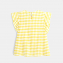 Okaidi Blouse a carreaux et manches volantees jaune fille