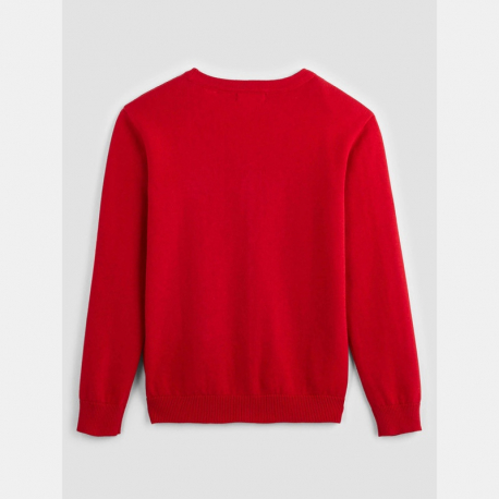 Okaidi Gilet fin col V rouge garcon