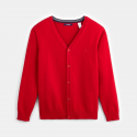 Okaidi Gilet fin col V rouge garcon