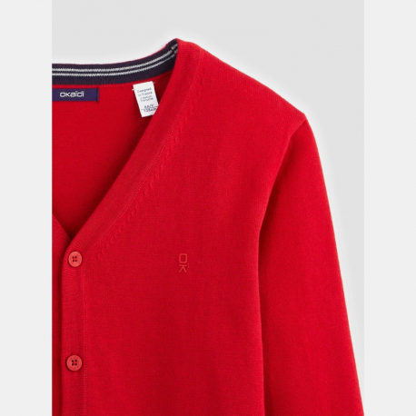 Okaidi Gilet fin col V rouge garcon