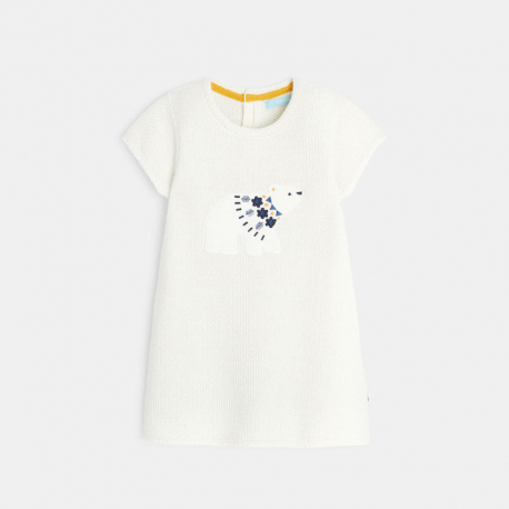 Obaibi Robe pull irisee a patch ours polaire beige bebe fille