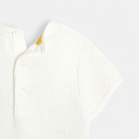 Obaibi Robe pull irisee a patch ours polaire beige bebe fille
