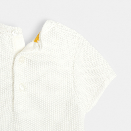Obaibi Robe pull irisee a patch ours polaire beige bebe fille