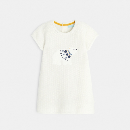 Obaibi Robe pull irisee a patch ours polaire beige bebe fille