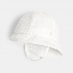 Obaibi Chapeau de soleil gaze de coton blanc bebe mixte