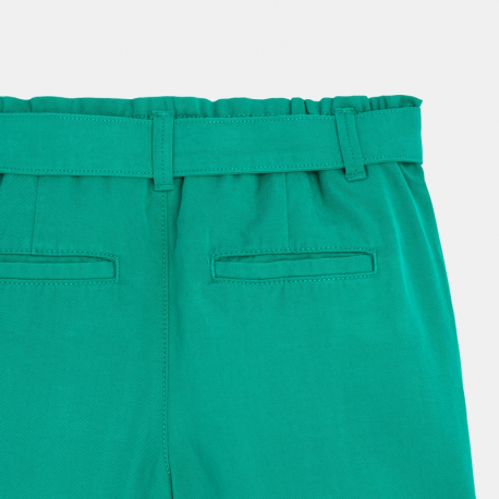 Okaidi Short ceinture en toile unie vert fille
