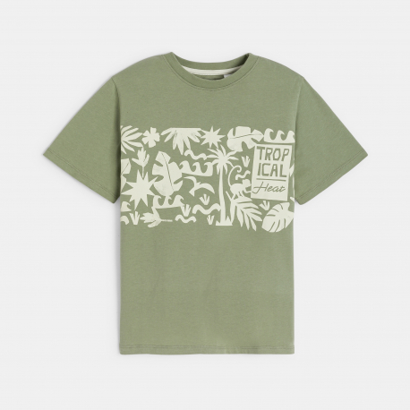 Okaidi Μπλούζα κοντομάνικη με τυπωμένα σχέδια, χακί για αγόρια