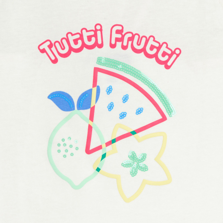 Okaidi Φανελάκι με τυπωμένα μοτίφ και πούλιες λευκό για κορίτσια