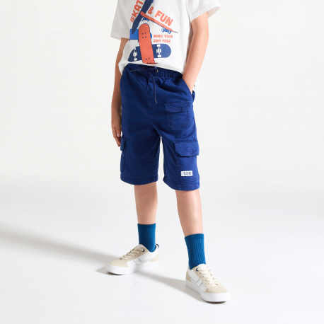 Okaidi Bermuda cargo en toile bleu marine Garcon