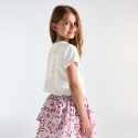 Okaidi T-shirt manches courtes a fleurs mauve Fille